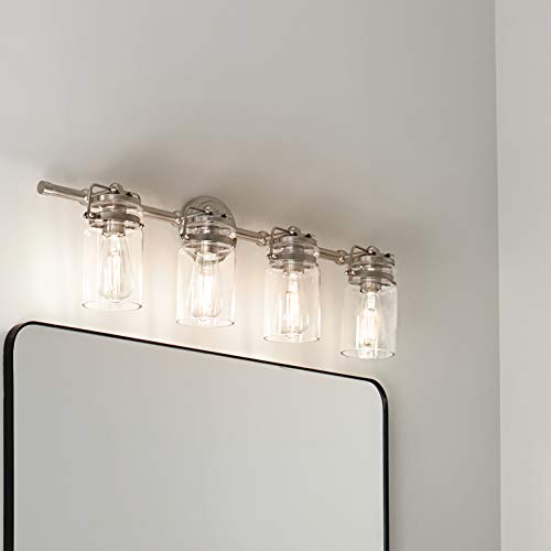 Kichler Lighting Brinley 32.25" 4 Light Vanity Light With Clear Glass In Brushed Nickel,White #TOP3