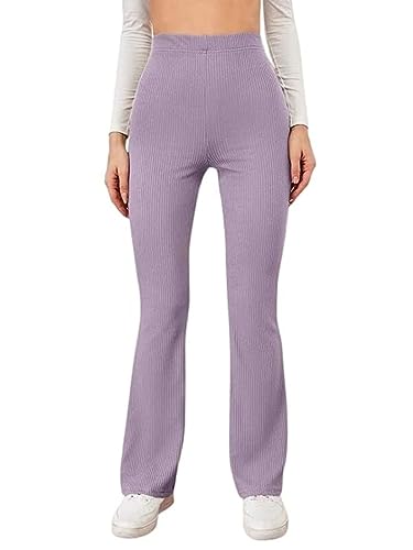 Image of Bhochi Western Trousers Pants for Women | Stretchable Yoga Pants | Boot Cut Ribbed Trouser| Bell Bottom Trousers for Women