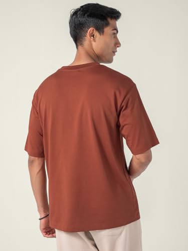 Image of DAMENSCH Statement Solid Oversized T Shirt for Men, Heavyweight, Anti-Pilling, Stylish, Relaxed Fit T Shirt for Men Cotton
