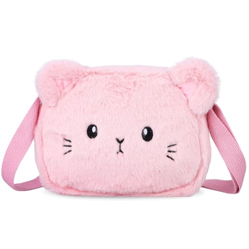 Plush Shoulder Bag Cute Furry Girls Handbag Cat Cross Body Messenger Bag Kids Fluffy Purse Princess for Girls