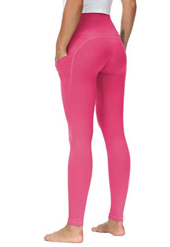 Image of THE GYM PEOPLE Thick High Waist Yoga Pants with Pockets, Tummy Control Workout Running Yoga Leggings for Women