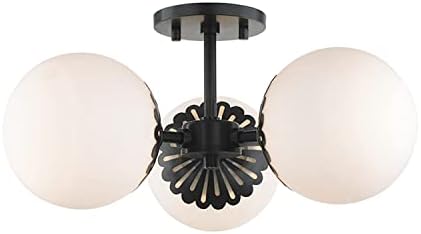 MITZI HUDSON VALLEY LIGHTING H193603-OB Paige Ceiling Fixtures, 3-light, 60W, Old Bronze Finish, Opal Matte Glass (17.5''W x 7.75''H)