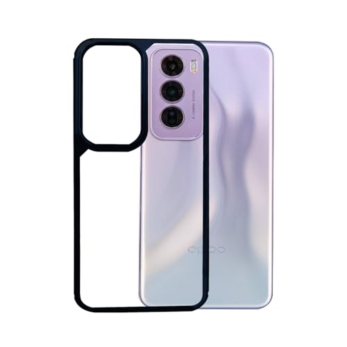Image of AIBEX Crystal Clear Back Case Compatible with Oppo Reno 12 Pro 5G Back Cover Case | 360 Degree Protection | Shock Proof Design | Transparent Back Cover (PC & TPU, Black)
