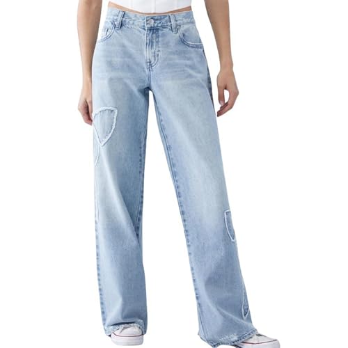 Denim Pants for Women Bow Jeans Wide Leg Baggy High Waisted Cute Bow Going Out Pants