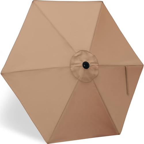 Image of ABCCANOPY 7.5ft Outdoor Umbrella Replacement Top Suit 6 Ribs (Tan)
