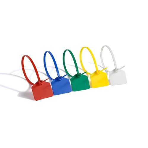 8 in Marker Nylon Cable Ties, Plastic Water Proof Tags, Self-Locking Written-on Cable Marker, Security Seals Label for Cabling, Wire Marking Label, Shipping Hanging Tags - Mulit colors/ 100pcs