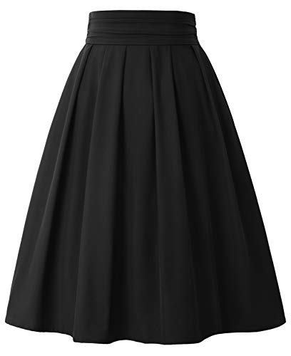 Belle Poque Jupe Retro Femme Vintage Année 50 Jupe Mi Longue Noire L BPE58-1