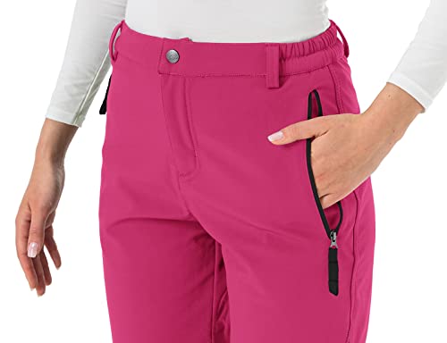 Rdruko Women's Outdoor Snow Ski Insulated Pants Windproof Waterproof Fleece Hiking Pants(Rose Red, Us L) #TOP4