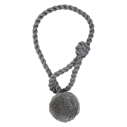 Image of Curtain Ball Rope Tiebacks Tie-Backs, Rope Ties, Curtain Handmade Holdbacks, Cotton Curtain Tieback (Gray -2pc)