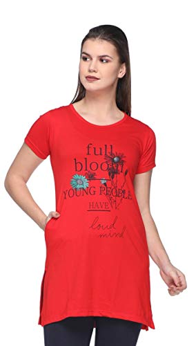 Image of IN Love Women Chest Print Tshirts (Crazy Red)(4XL)