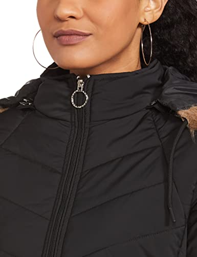 Image of Qube By Fort Collins Women's Medium-Length Bomber Jacket with Detachable Hood Stylish Winterwear for All-Day Comfort |Material: Nylon