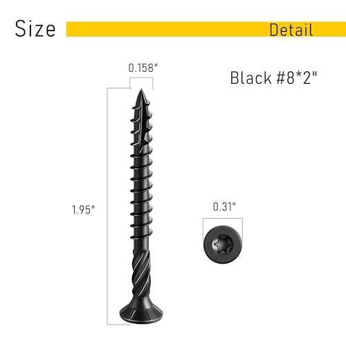 Image of 150pcs Deck Screws #8 x 2 Inch Wood Screw Star /Trox Drive Structural Screw for Timber, Log, Landscaping Wood Etc.