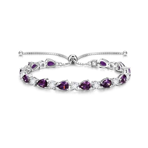 FANCIME Shine of Tears Sterling Silver Created Amethyst Tennis Bracelet
