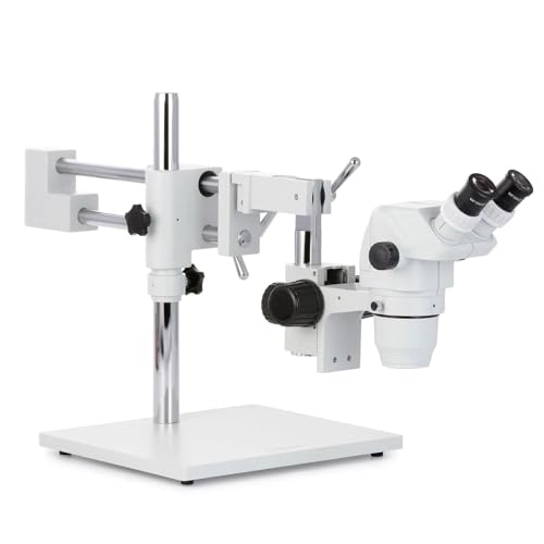 Image of AmScope ZM-4B Professional Binocular Stereo Zoom Microscope, EW10x Eyepieces, 6.7X-45X Magnification, 0.67X-4.5X Zoom Objective, Ambient Lighting, Double-Arm Boom Stand