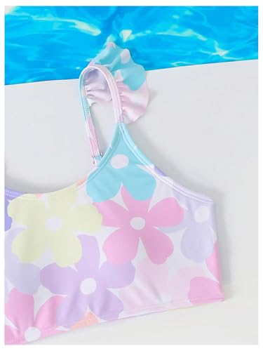 SHENHE Girl's 3 Piece Swimsuit Ruffle Scoop Neck Floral Bikini Bathing Suit with Cover Up3