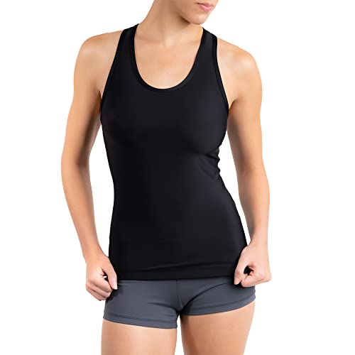 Compression Tank Top Women's Racerback Sleeveless Sports Tee (Black, L)