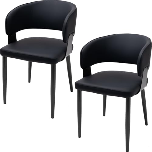 ダイニングチェア 2脚セット ダイニング椅子 食卓椅子 チェア おしゃれ 北欧風 現代風 組立簡単 滑り止め付き ブラック