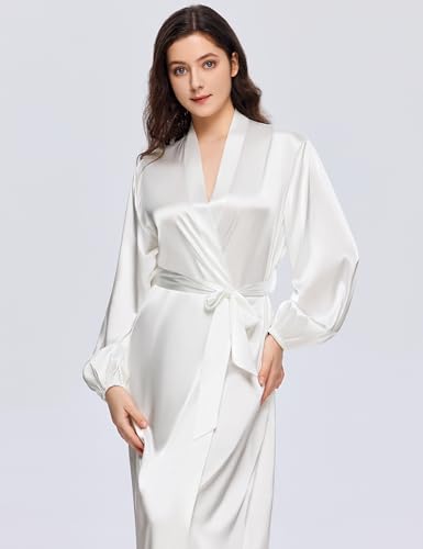 Image of PRODESIGN Satin Kimono Robe Women Long Silky Kimono Bathrobe Sleepwear Wedding Bridesmaid Robe