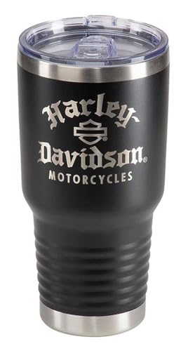 Harley Davidson Travel Coffee Mug: Durable, Stylish, and Perfect for Riders 3 Harley-Davidson Old English Travel Tumbler - 30 Oz. Double-Wall Stainless Steel