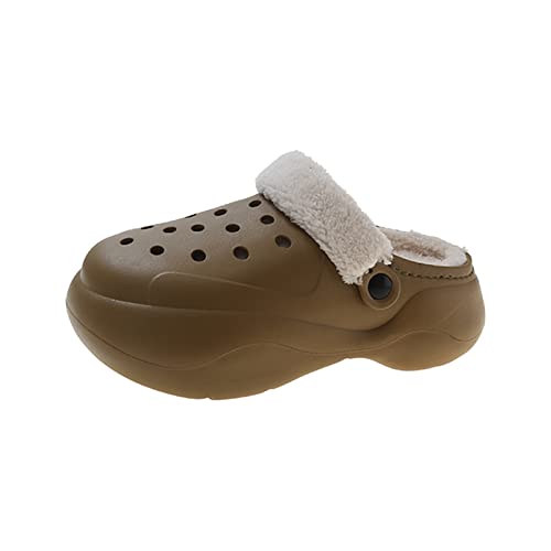 Pantuflas de Invierno para Mujer, Zapatos de Plataforma para jardín, Sandalias, Zuecos para Mujer, Zapatillas de Playa para Exteriores, Zapatos de Pinzas (café 9 UK)
