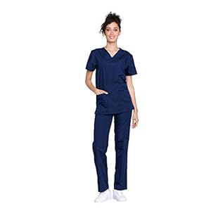 Cherokee Unisex Scrub Set for Men & Women V-Neck Top & Drawstring Pant Medical Uniform 3 Pockets, Durable Easy Care – WW530C