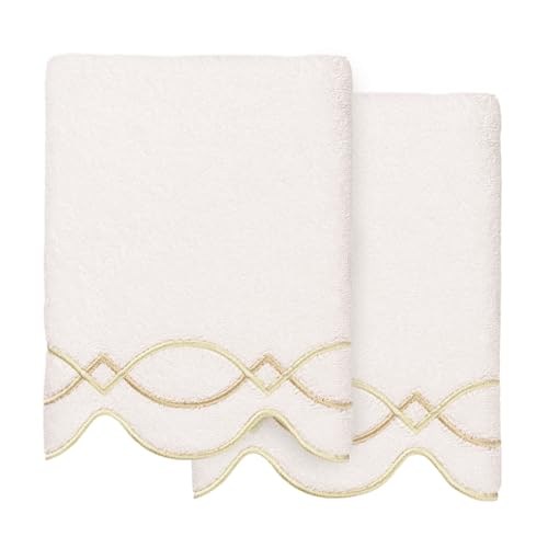 KHALPERA Gem Turkish Cotton Scallop Towel-Beige-2 Pcs Hand Towel