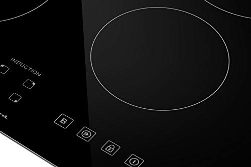 Image of Empava 24 inch Stove Power Boost Vitro Ceramic Black Electric Induction Cooktop with 4 Booster Burners Smooth Surface Tempered Glass, 24 Inch