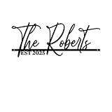 Metal Last Name Sign Personalized Family Name Decorative Signs with Established Date Bedroom Wall Decor for Couples, Metal Wall Art, Split Letter Monogram Housewarming Gift