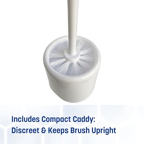 Image of Sparta 16-Inch Durable Toilet Brush with Storage Holder, Bowl Brush with Caddy with Sturdy Polypropylene Bristles for Effective Cleaning, White Plastic Handle for Secure Grip, White (Pack of 24)