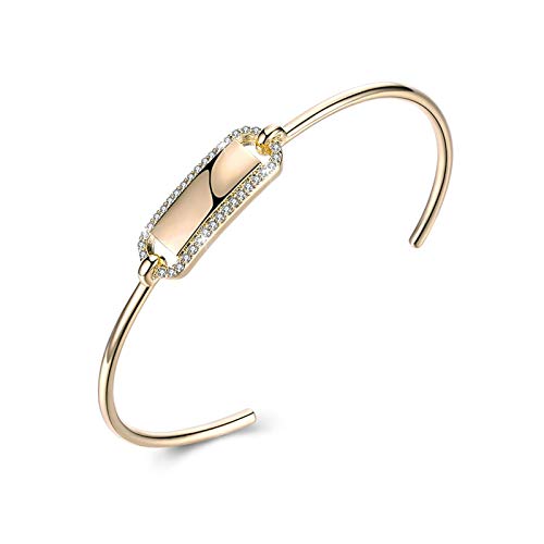 AnazoZ Pulsera Rectángulo con Circonita Blanca Pulsera Ajustable Mujer Pulsera Mujer Cobre...