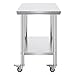 Vevor Mophorn Stainless Steel Work Table 36x24 Inch with 4 Wheels, Casters Heavy Duty Food Prep Worktable for Commercial Kitchen Restaurant, Silver