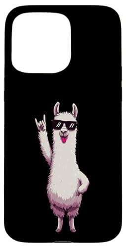 Cool Llama Tongue Out Rock Sign �A�j�}���O���t�B�b�N�T���O���X �X�}�z�P�[�X iPhone 15 Pro Max �p