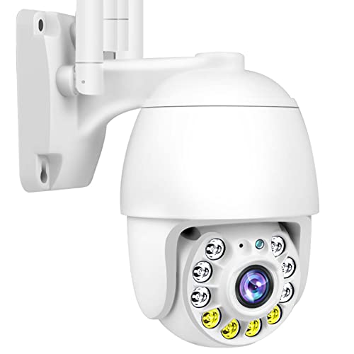 TIKUTKU Outdoor Überwachungskamera Aussen WLAN, 1080P PTZ WiFi IP Kamera Kabellose, 4X Zoom, Auto Tracking, 30m Nachtsicht in Farbe, 2-Wege Audio, IP66 Wasserdicht Cover