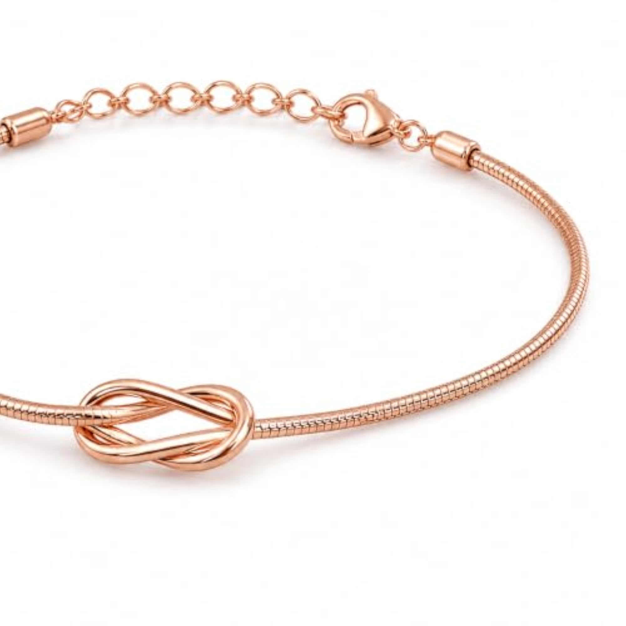 Women's Rose Gold-Tone Plated Infinity Knot Bracelet, Adjustable