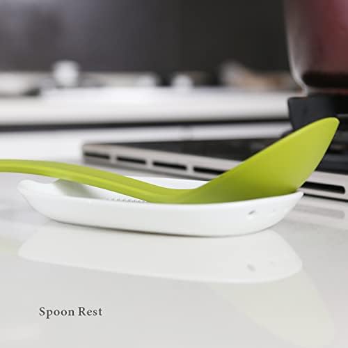 3 in 1 Ceramic Ginger Grater Spoon Rest Herb Stripper with Mini Brush, Porcelain Grater Plate for Ginger, Garlic, Onion and More, Easy to Clean and Storage - by KITCHENDAO