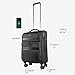 KROSER Softside Expandable Carry On Luggage with Front Business Pockets，20 Inch Suitcases with Spinner Wheels & Built-in TSA Lock, Durable Suitcase Rolling Luggage with USB Port, Black