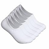 12 Paar Herren unsichtbare Füßlinge Ballerina Sneaker Socken Baumwolle mit rutschfest Silikon (Füßlinge Weiß, 39-42)