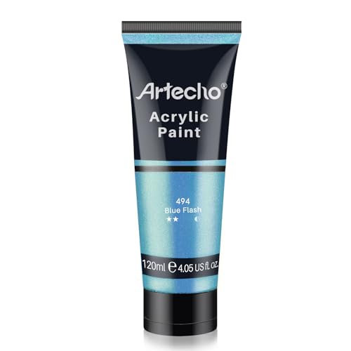 Artecho Acrylfarbe Schillerndes Blau 120 ml, Wasserfest und Lichtecht, Schnell Trocknend, Acrylfarbe für Leinwand, Holz, Stoff, Handwerk, Leder und Stein. Artecho Acrylfarbe Schillerndes Blau 120 ml, Wasserfest und Lichtecht, Schnell Trocknend, Acrylfarbe für Leinwand, Holz, Stoff, Handwerk, Leder und Stein.