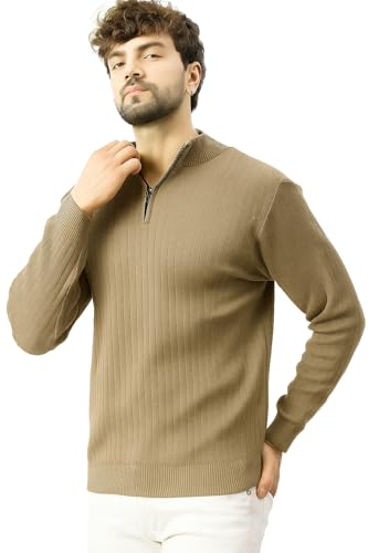 Image of Pivl Men's Winter Half Zip Solid Warm Sweater