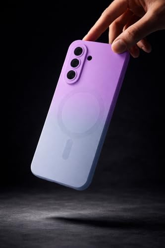 Image of amazon basics Gradient Mag-Safe Case for Samsung Galaxy A17 / M17 / F17 5G | Soft Silicone Shockproof Cover with Camera Protection | Slim Lightweight Design | Smooth Touch & Durable - Purple & Gray
