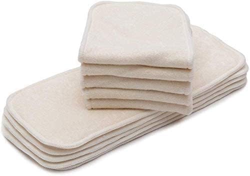 Kawaii Baby Premium Label Bamboo Cloth Diaper Insert, 5-Layer Bamboo (No Microfiber or Fleece Inside), Washable, Reusable Soaker Pads, Compatible with One Size Cloth Diaper - Pack of 10