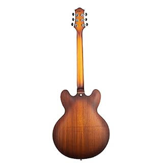 EART - E-330 - Guitare électrique - Corps semi-creux - Style Jazz - Argent allemand - Frettes avec 6 cordes - Cellules magnétiques fermées - Couleur Sunburst – Image 3