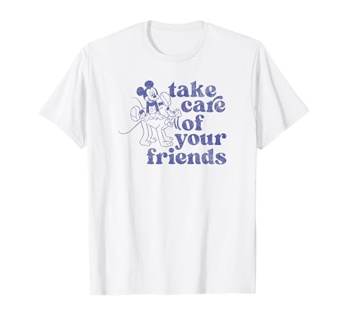 T-shirt Mickey Mouse et Pluto t-shirt Disney classique en coton col rond pour adulte