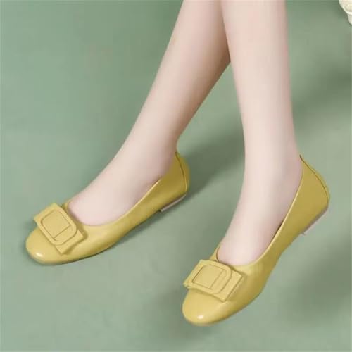 Women's Casual Square Toe Flats Leather Shoes Office Elegant Korean Style Dress Shoes2