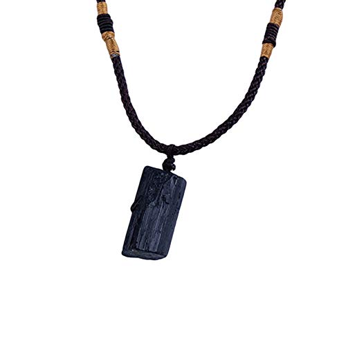 AITELEI Cristal Natural Turmalina Negro Collar de Piedra Colgante de Cristal Gema Espécimen Cableado Encanto de Piedra Colgantes Accesorios de Joyería