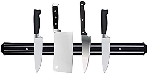 FunkyBuys® 55cm BLACK Kitchen Magnetic Knife Holder Rack w/ Fixings