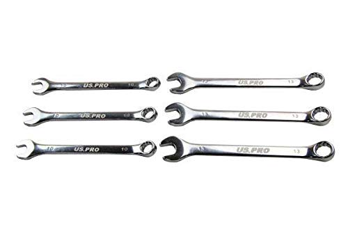 US PRO Tools 3 x 10mm and 3 x 13mm Metric Combination Spanners Wrench 2052