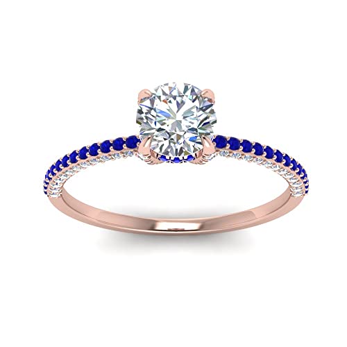 Image of Choose Your Gemstone Delicate Hidden Halo Diamond CZ Ring Yellow Gold Plated Round Shape Petite Engagement Rings Minimal Modern Design Birthday Gift Wedding Gift US Size 4 to 12