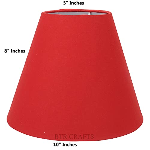 Image of 10 inch Inches, Small-Medium, Conical Lamp Shade, Cotton Fabric, Red color