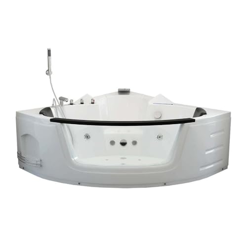 Home Deluxe - Baignoire balnéo - Laguna L KOMPAKT - Blanc, dimensions : 140 x 140 x 65 cm, radio, chauffage et luminothérapie inclus I Baignoire d'angle pour 2...